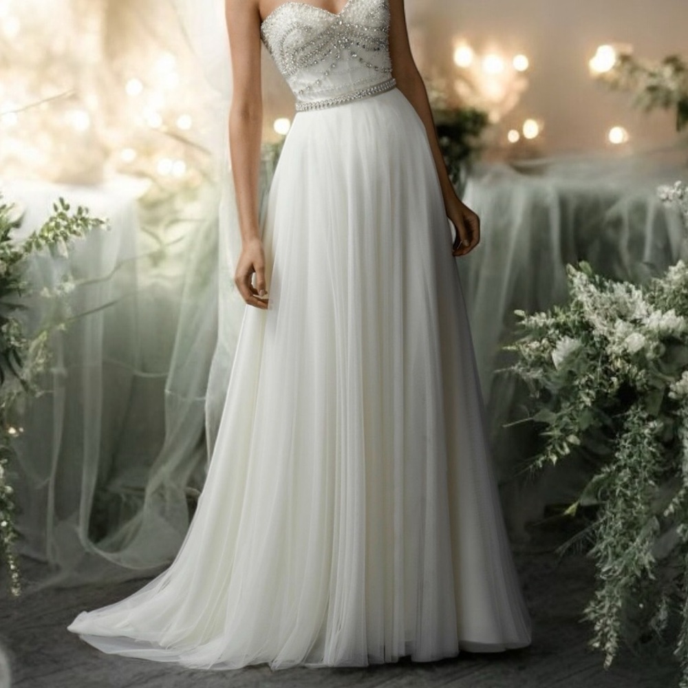 New Watters x BHLDN Gracia 10/M Off White A-Line English Tulle Wedding Overskirt